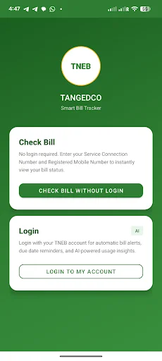 Bill Checker for TNEB डाउनलोड करें – बिजली बिल भुगतान और ट्रैकिंग - Screenshot 1
