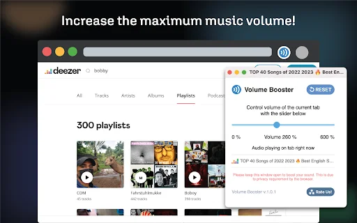 Volume Max – Ultimate Sound Booster डाउनलोड करें | ब्राउज़र के लिए बेस्ट साउंड एम्पलीफायर - Screenshot 1