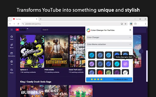 YouTube के लिए Theme & Color Changer डाउनलोड करें – अपना YouTube रंगीन बनाएं - Screenshot 4