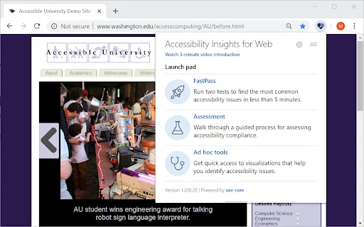 Accessibility Insights for Web डाउनलोड करें – फ्री वेब एक्सेसिबिलिटी टूल - Screenshot 1