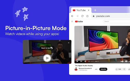 Picture in Picture Chrome Extension डाउनलोड करें – फ्लोटिंग वीडियो प्लेयर - Screenshot 1
