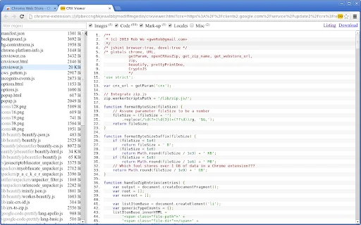Chrome Extension Source Viewer डाउनलोड करें – ब्राउज़र एक्सटेंशन कोड देखें - Screenshot 2