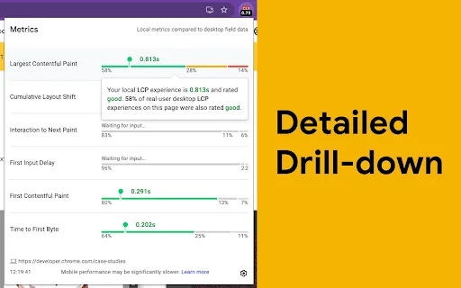 Web Vitals एक्सटेंशन डाउनलोड करें – वेबसाइट स्पीड और UX सुधारें - Screenshot 2