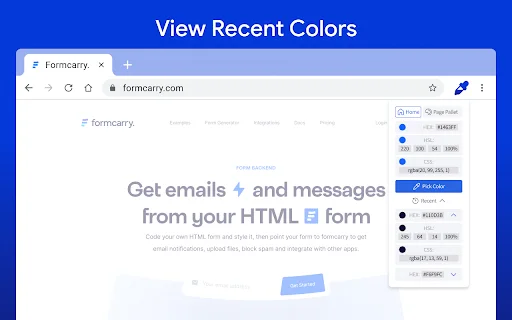 Color Picker HEX डाउनलोड करें – Chrome के लिए सर्वश्रेष्ठ Eyedropper टूल - Screenshot 3