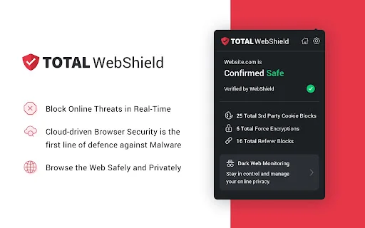 Total WebShield: Chrome के लिए सर्वश्रेष्ठ एंटीवायरस और सुरक्षा - Screenshot 5