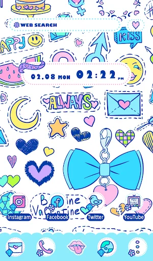 Whimsical Stickers Theme डाउनलोड करें – रंगीन और प्यारा एंड्रॉइड थीम - Screenshot 5