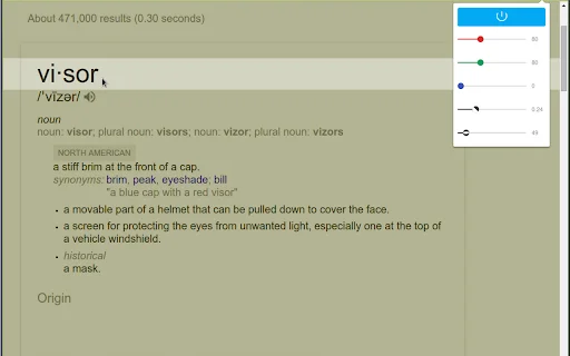 Visor डाउनलोड करें: स्क्रीन डिमर और पढ़ने में सहायक एक्सटेंशन - Screenshot 3