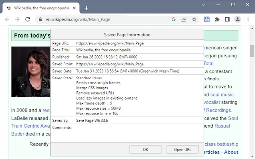 Save Page WE डाउनलोड करें – वेब पेज को HTML में सेव करें - Screenshot 4