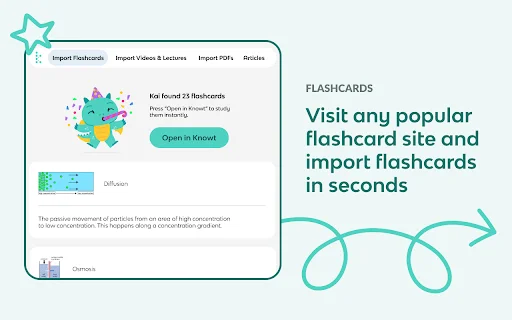 Knowt Chrome Extension डाउनलोड करें – Quizlet इम्पोर्ट और AI नोट्स - Screenshot 1