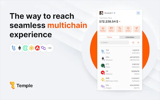 Temple Wallet डाउनलोड करें – सुरक्षित Tezos और EVM क्रिप्टो वॉलेट - Screenshot 1
