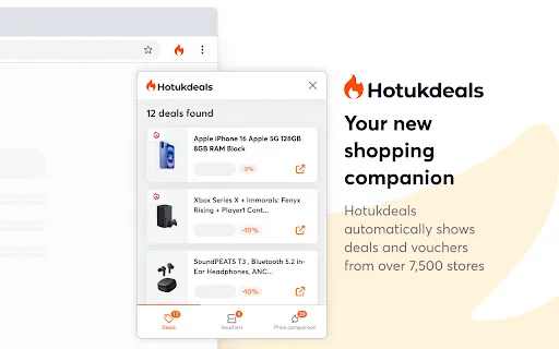 hotukdeals एक्सटेंशन डाउनलोड करें – सर्वोत्तम शॉपिंग डिस्काउंट और कूपन - Screenshot 1