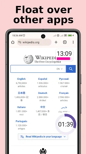 Floating Timer डाउनलोड करें – स्क्रीन पर फ्लोटिंग टाइमर और स्टॉपवॉच - Screenshot 2